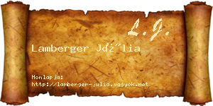 Lamberger Júlia névjegykártya